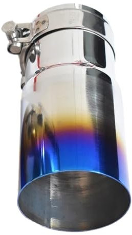 Silenziatore Styling della 1 PC Blu Acciaio Inox Bruciato Universale Sistema di Scarico Tubo Finale Auto Tubo di Scarico Singolo Tubo di Scarico per Marmitta(in 57 out 89 mm)