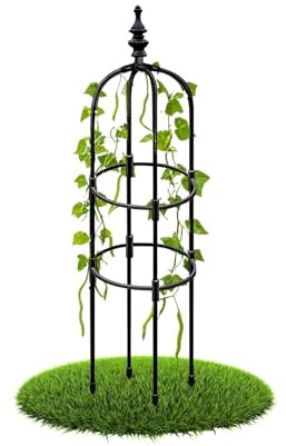 Generisch Rankhilfe Obelisk, 60 90 120 150 180 cm hoch, Rankhilfe Gurken Rankhilfen für Kletterpflanzen, Schwarz Metall Rankgitter für Rosen, Tomaten, Höhenverstellbar(Black,20 x 90cm/0.65 x 3ft)