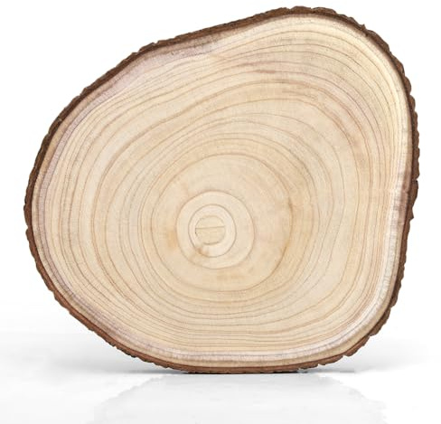 Dischi di legno Paulownia, 30-35 cm, dischi di legno per fai da te, spessore circa 2 cm, decorazione con corteccia di albero in legno naturale