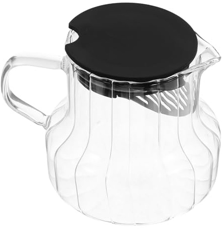 MOLUCKFU Pichet Verre Avec Couvercle Et Poignée Carafe à Café Avec Rayures Pour Usage Quotidien Ou Occasions Spéciales