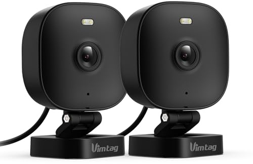 VIM TAG 2,5K,Telecamera Wi-Fi Interno,Videocamera Sorveglianza Interno/Esterno con Faro e Allarme,Visione Notturna a Colori, Rilevamento del Movimento Persona,Audio a 2 Vie, Funziona con Alexa,2PCS