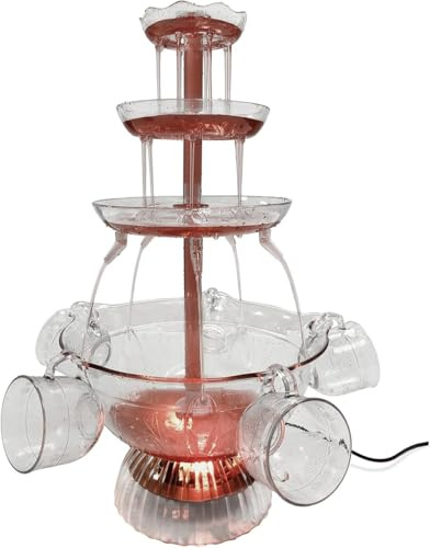 Champagne Fountain Machine, Multi-Tier Electric Drink Fountain with LED Base for Weddings and Parties, 3-Tier Design for Celebrations