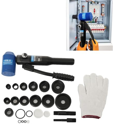 Hydraulisches Lochstanzer-Set 8t, 6 Stanzformen 22-61mm für Metall | Lochstanzer-Set 8t, 6 Formen 22-61mm, für Eisen/Alu/Kupfer/Edelstahl.