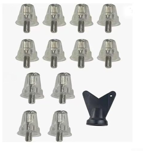 Yhenlovtt Lot de 12 crampons de rechange pour chaussures de football avec vis M5 – 13 mm/15 mm/16 mm/18 mm en aluminium pour chaussures de football, outil de clé inclus (15 mm/18 mm)