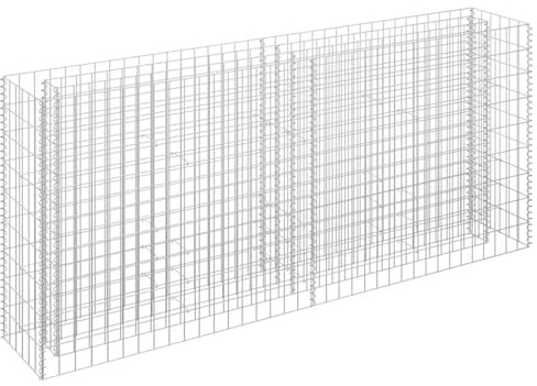 Gecheer Gabbione letto rialzato, struttura in acciaio zincato 180x30x90 cm con griglia a rete, design moderno e facile montaggio per giardino, terrazzo o patio