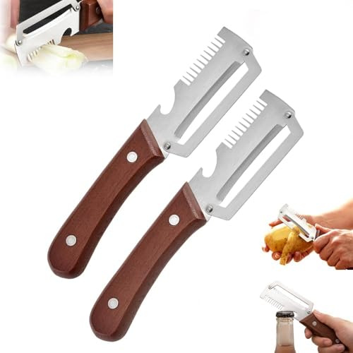 2026 Éplucheur Légumes Multifonction 3-en-1 – Coupe-Julienne et Décapsuleur Intégrés, Outil Ergonomique pour Pommes de Terre, Carottes, Pommes et Kiwis (2 Pcs)
