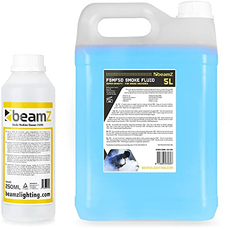 beamz High Density Smoke Machine Fluid 5L with 250ml Fog Machine Cleaner Liquid Solution for DJ Disco Party, Stage Lighting & Special Effects
