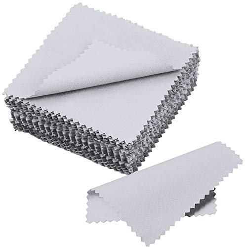Nexxxi 100 Pieces Jewelry Cleaning Cloth, Polishing Cloths for Sterling Silver Gold Platinum(3.2 x 3.2)