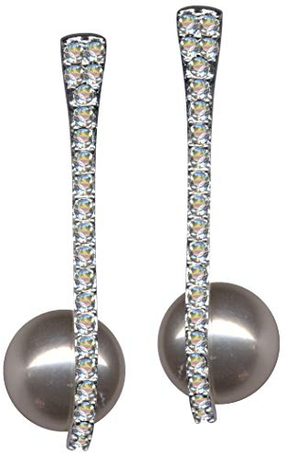 Boucles d'oreilles style art nouveau en argent sterling 925 avec zircons cubiques et strass - Amour foi, espoir, émotion - Symbole de motif - Style : objet blanc extravagant - Bien transparent