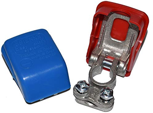 1 Paar EasyClick Polklemme mit Schnellverschluss für PLUS/MINUS bis 50 mm² | Klappverschlus Polklemmen, Batterie Polklemmen, Schnellklemmen, Batterieklemmen mit Schnellverbinder in ROT und BLAU