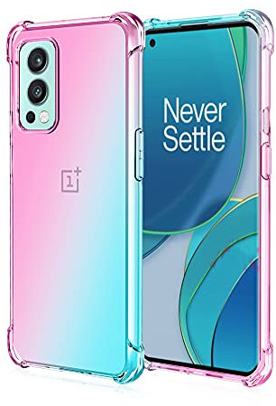 WEIOU Silikon Hülle für OnePlus Nord 2 5G Case, Handyhülle Transparent Dünne Weiche Gradient TPU Soft Stoßfest Durchsichtige Schutzhülle Cover Bumper (Rosa Grün)