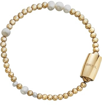 BREIL, Colección Magnetica System, Pulsera Mujer Small Planets, de Acero IP Dorado Pulido, con 7 Perlas Naturales de Agua Dulce, Práctico Cierre Imán, Color Dorado, Tamaño 19,5 cm