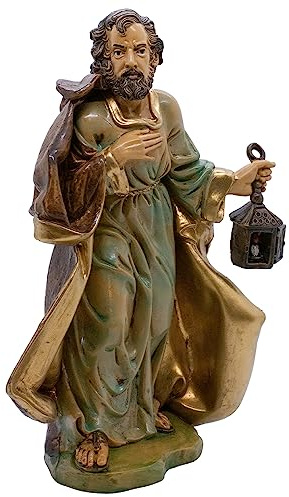 VILLAGE GIFT IMPORTERS 8.5 Tall Saint Joseph | Fits with 8 Nativity Sets | St. Joseph Standing and Holding a Lantern | Christian Christmas Holiday Decor | Foster Father of Jesus