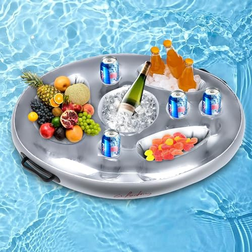 Porte-gobelet gonflable flottant, 8 trous, grande capacité (50 x 70 cm), porte-gobelet gonflable pour piscine, fête, piscine, plaisir, plage, fête à thème