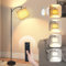 Stehlampe Wohnzimmer Dimmbar, Modern Wohnzimmerlampe Stehlampe mit Fernbedienung, Fußschalter & Schirm, 1-Minuten-Installation, LED Stehleuchte Wohnzimmer Vintage für Büro, Esszimmer, Schlafzimmer