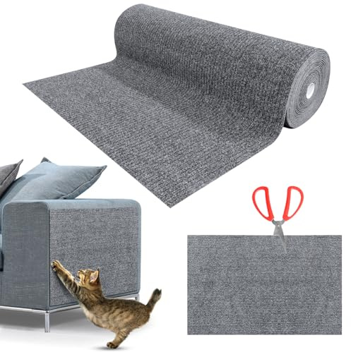 Alfombra Rascador para Gatos,Protector Sofa Gatos Arañazo,Tapete Rascador para Gatos con Autoadhesivo, DIY Climbing Cat Scratcher, Alfombra Autoadhesiva para Gato para Proteger Alfombrasy Gris Claro