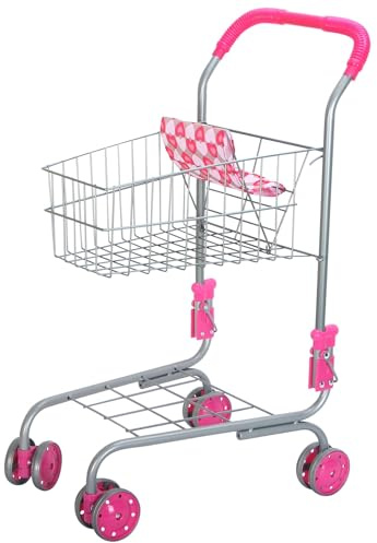 BiBi Doll Kids Shopping Trolley With Doll Seat In Pink - Toy Grocery Cart For Kids Toy Shop, Role Play Toys for Children Age 3 Years +