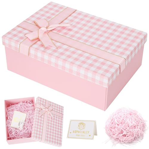 Rosa Geschenkbox, Geschenkkarton Geburtstag für Weihnach (25x18x8,5cm)