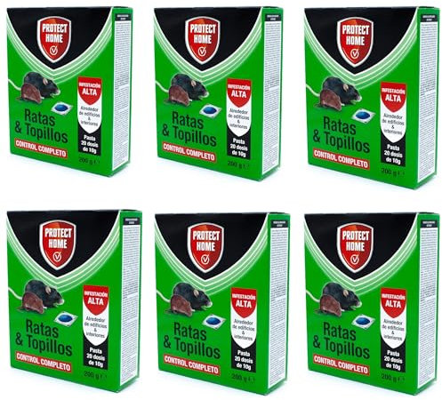 Genérico Raticida en Pasta para Ratas y topillos 200g - Protect Home. 20 dosis de 10g. Infestacion Alta. Control Completo. Listo para Usar. (6, .)