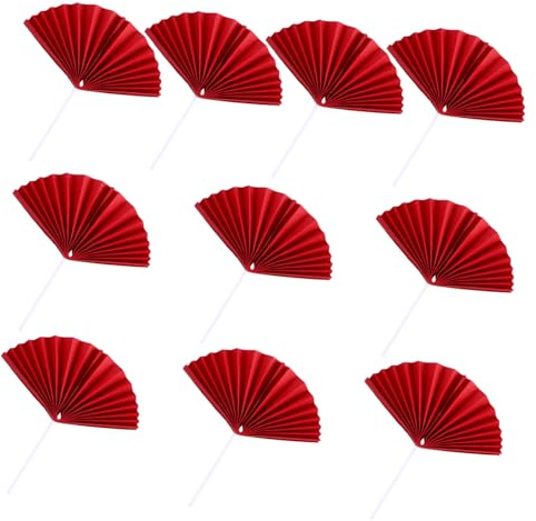 Mikinona Red Fan Shape Birthday Cake Toppers Decorative Picks for Unique Cake Design Premium Paper Material for Safe Use for Birthday Party Decorations