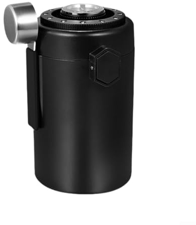 GANCEI 600Ml Stainless Steel Vacuum Coffee Bean Storage Canister With Built-In Hygrometer And One-Button Operation, Airtight Jar(Black)