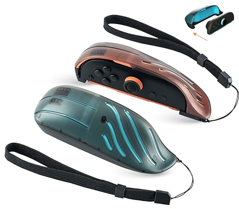 NiTHO Musgreppstillbehör kompatibel med Switch 2-kontroller, ergonomiskt grepp för mus och FPS-spel med handledsrem, speltillbehör för Switch 2 (paket med 2, blå och orange)