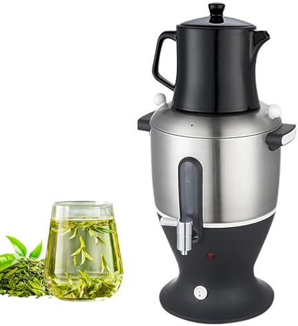 Samovar per tè elettrico da 1500 W, macchina per tè turco da 6 litri, infusore per bollitore a doppia pentola in acciaio inossidabile con funzione di mantenimento in caldo, per casa e ufficio