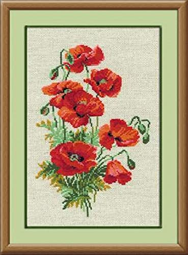 Riolis Stickbildset Kreuzstich Wilder Mohn, Zählmuster