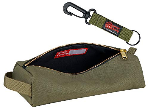 Rough Enough Small Tool Pouch Bag Canvas for Motorcycle Bike Accessories Storage Organizer with Zipper Handle Army Green