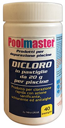 New Plast 0530 Dicloro in Pastiglie di 20 gr, Polifunzionale, Barattolo 40 Pastiglie
