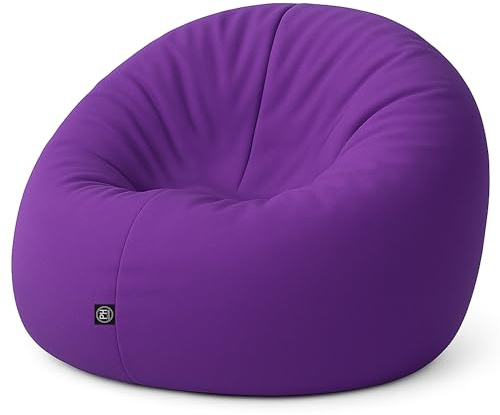 PATCH HOME 2-i-1 sittsäck fåtölj – gaming saccosäck med dragkedja – redan fylld, ergonomisk och robust för barn och vuxna – inomhus och utomhus, väderbeständig (lila, Ø 125 cm)