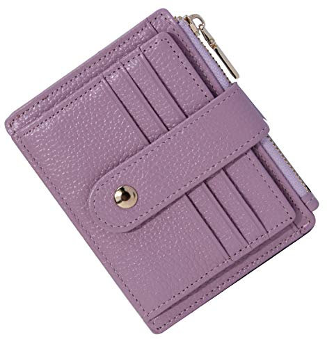 BTNEEU Porta Carta di Credito in Pelle, Uomo Donna RFID Blocco Portafoglio Piccolo, Slim con Tasca Portamonete, con 9 Slot per Carte, Viola, Petit