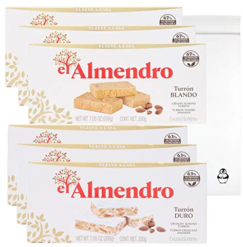 Turrón El Almendro 200gr 3 Tabletas De Duro Y 3 Tabletas De Blando