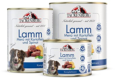 TACKENBERG Lamm mit Kartoffeln & Spinat Nassfutter Dose für Hunde - Hundefutter in Premiumqualität - natürlich getreidefrei, 6 x 400 g