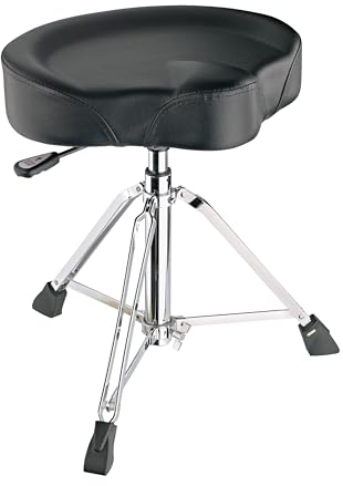 K&M 14035 Drummersitz mit Gasdruckfeder Schwarz - Stahl, Kunstleder - Ergonomischer Schlagzeug-Hocker, höhenverstellbar