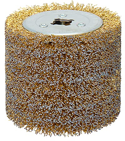 120x100mm Copper Plated Steel Wire Brush Wheel Surface Conditioning Tool 4.7 x 4 with 3/4 Quad Keyway for Surface Finishing of Stainless Steel, Aluminum, Metal and Wood (0.5 Wire)