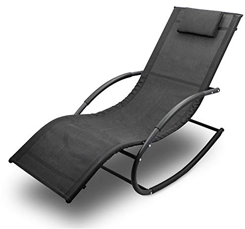 BITUXX Sonnenliege Gartenliege Relaxliege Schaukelliege Liegestuhl Schaukelstuhl (1 Liege)(Schwarz)