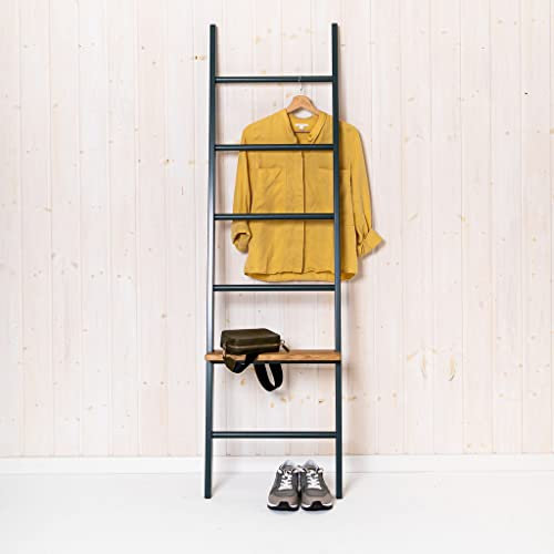 Kleiderleiter | Handtuchleiter volllackiert in Dunkelgrün (Jungle) | 171 x 47 x 5,5 cm | 6 Sprossen | Ablage für Bad & Schlafzimmer | vollständig aufgebaut | Handarbeit aus Deutschland