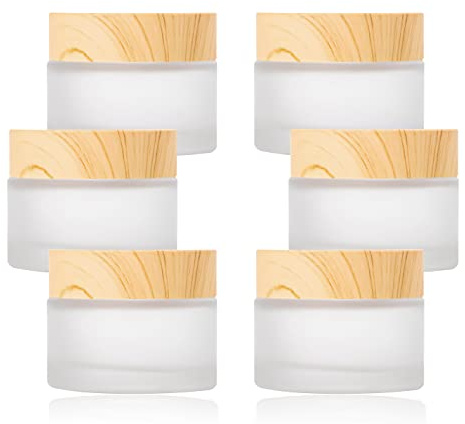 YAXIDAEVER 6Pcs Vide Cosmétique de Voyage en Verre,Blanc Pot Cosmétique Pots Creme Vide en Verre， Verre Dépoli pour Conserver Les Crèmes ou Les Masques Maison(30ml)