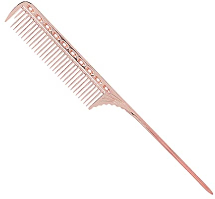 Pettine per Capelli a Coda di Topo in Metallo in Alluminio, Pettine per Parrucchiere a 4 Colori per Parrucchieri per Tutti i Tipi di Capelli(Oro rosa)