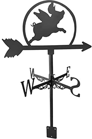 LOVIVER Fer girouette Figurine Animale Pratique indicateur de Direction du Vent scène de Ferme Maison Jardin pieu Outil de Mesure Ornement - Cochon Volant
