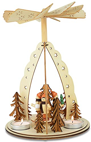 Goldschmidt Weihnachtspyramide für Teelichter | Schöne Pyramide aus Holz | Holzpyramide für Weihnachten (19619 | 26cm)