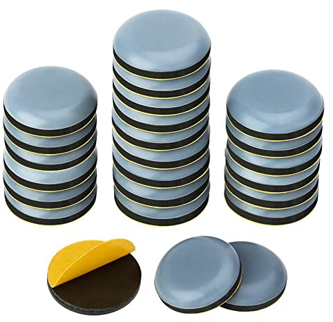 Fishing Fun 24 Stücke Selbstklebendes Teflon Gleiter-Gleitbrett, Bodenschutz Set für Teflon Möbelschieber, TM5, TM6 (Runde, Durchmesser), Runden, 22 x 5 mm | Teflon Möbelschieber, TM5, TM6 (Runde, Durchmesser), Runden, 22 x 5 mm