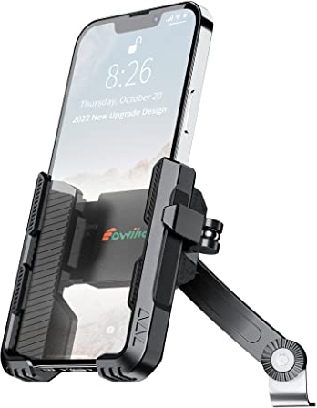 Eowihor Mobile Phone Holder Motorcycle Handlebar Mounts Motorcycle Mobile Phone Holder Rear View Mirror 2 Connection Methods + 1S Quick Disassembly with ​360 Rotation for iPhone 14 Pro Max Plus, 13