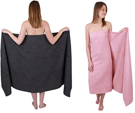 Betz 2 Stück Badetücher groß XXL Berlin Größe 100 x 200 cm Badetuch Saunatuch 100% Baumwolle Farbe Graphit - Lotus