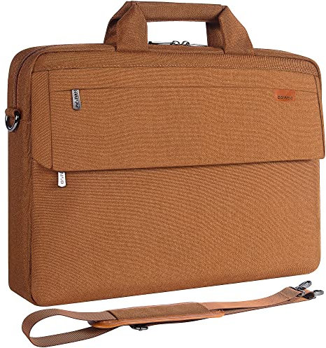 DOMISO Sacoche Ordinateur 17 Pouces Sac à Bandoulière Homme Travail Pochette PC Portable pour 17-17.3 Notebook/Dell/Lenovo/Acer/HP/MSI/ASUS, Couleur Caramel