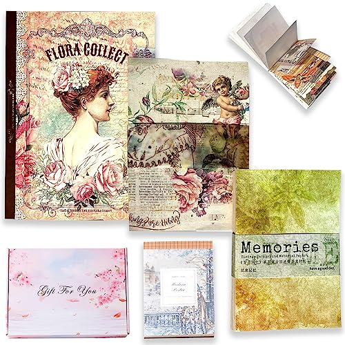 465 Blatt Scrapbook-Papier, Vintage-Scrapbooking-Papier, Journaling-Papier, Zubehör mit 5 verschiedenen Größen für Junk-Tagebuch, Kartenherstellung, dekoratives Handwerk, Fotokugel