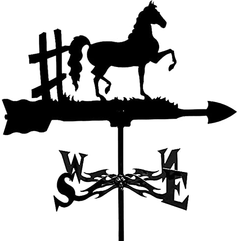 EICOFF Exquisite Metall-Wetterfahne, Ornament, Metall-Windfahne, Pferd, Wetterfahne aus Edelstahl für den Außenbereich, Eisendach, Garten, Bauernhof-Dekoration, Hof, der die Windrichtung anzeigt