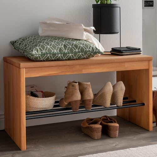 Massivholz Schuhbank Flurbank Garderobenbank Buche Schuhablage 82x45x40 cm