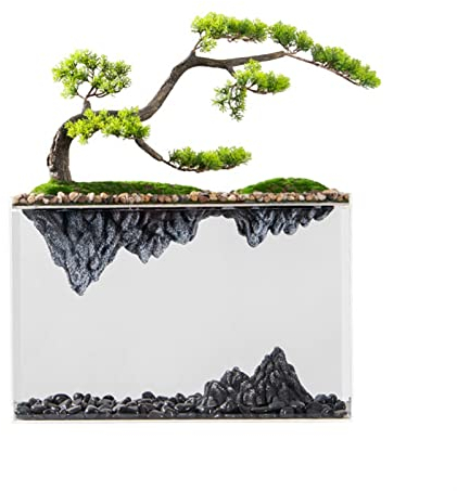 Künstlicher Bonsai-Baum Kreative künstliche Bonsai-Kiefer, Kunstpflanze im Topf, künstliche Steingarten-Bonsai-Pflanzen for Zuhause, Büro/Hof, Desktop-Display, Gartendekoration Bonsai Kunstpflanze